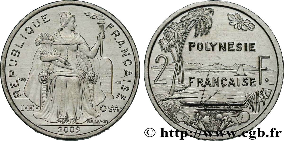FRANZÖSISCHE-POLYNESIEN 2 Francs 2009 Paris ST 