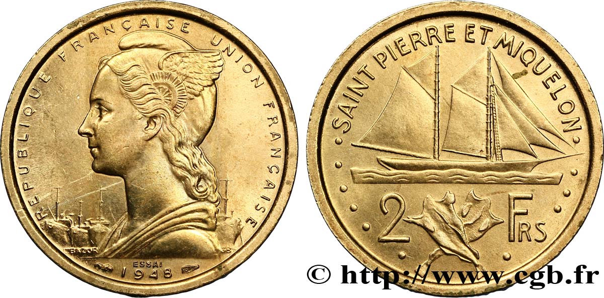 SAINT PIERRE ET MIQUELON Essai de 2 Francs 1948 Paris SUP 