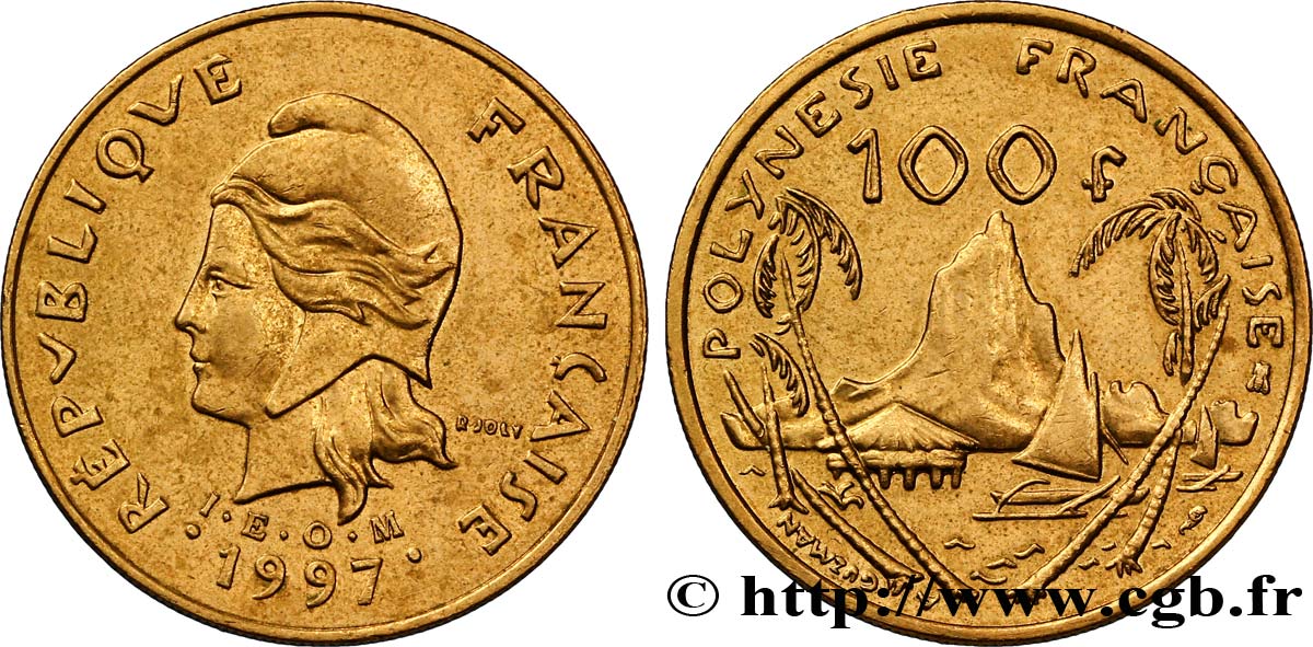 POLYNÉSIE FRANÇAISE 100 Francs I.E.O.M Marianne / Paysage polynésien 1996 Paris SUP 