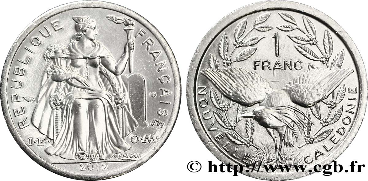 NEUKALEDONIEN 1 Franc I.E.O.M. 2012 Paris fST 