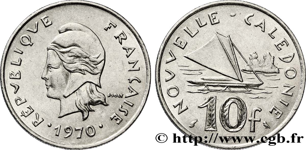 NEW CALEDONIA 10 Francs 1970 Paris AU 
