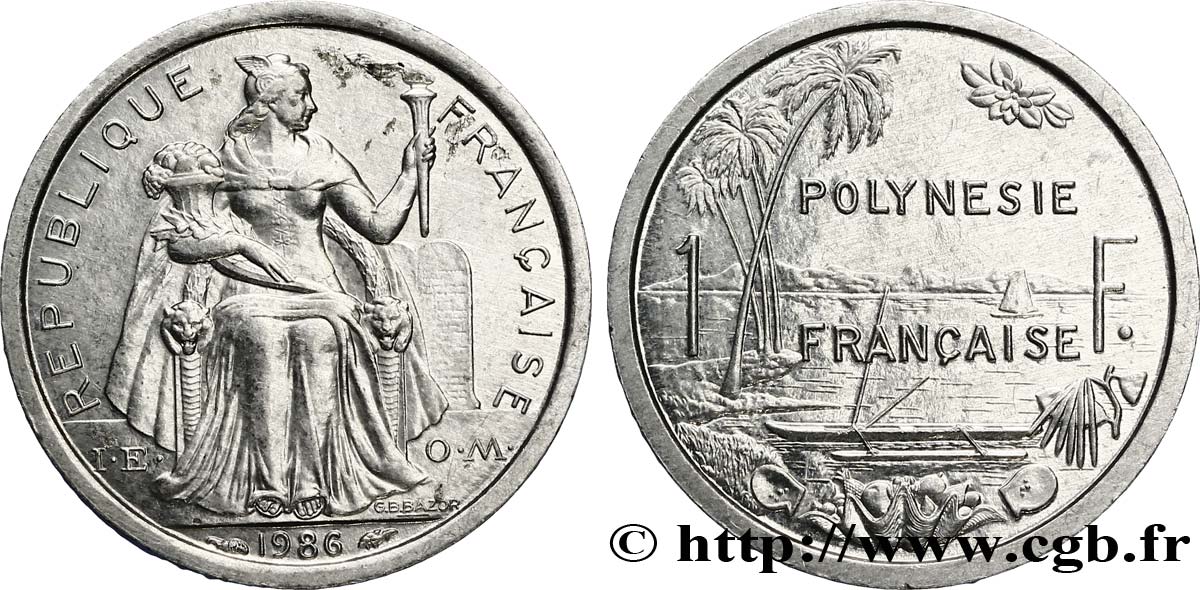 POLYNÉSIE FRANÇAISE 1 Franc I.E.O.M.  1986 Paris SUP 