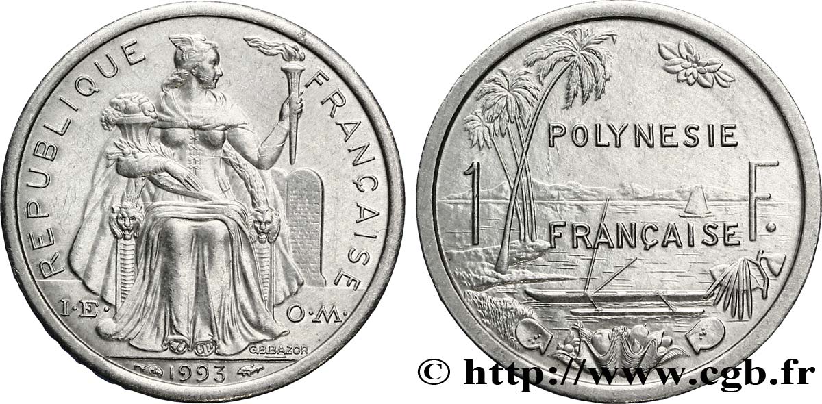 POLYNÉSIE FRANÇAISE 1 Franc I.E.O.M.  1993 Paris SUP 