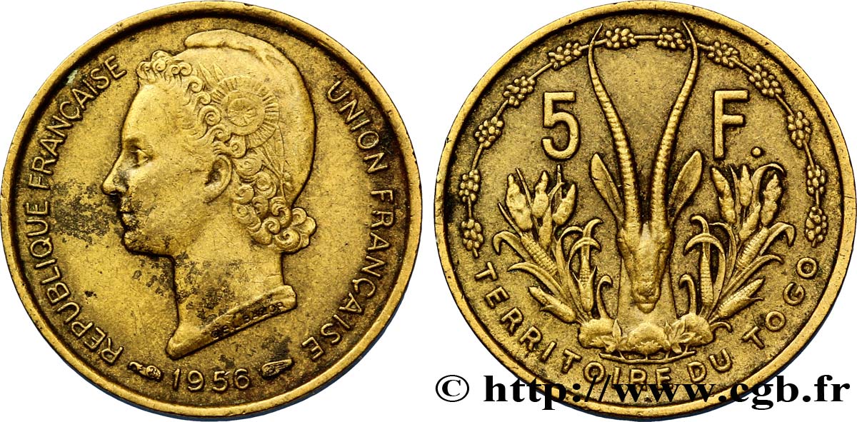 TOGO - UNION FRANÇAISE 5 Francs 1956 Paris TTB 