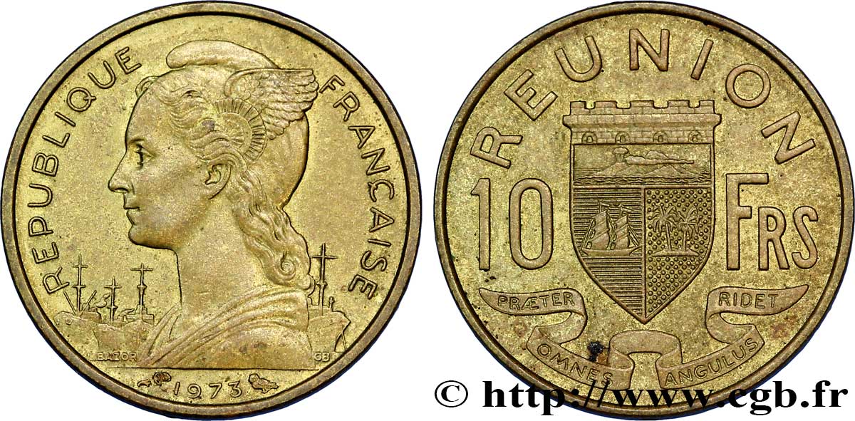 ÎLE DE LA RÉUNION 10 Francs 1973 Paris TTB 
