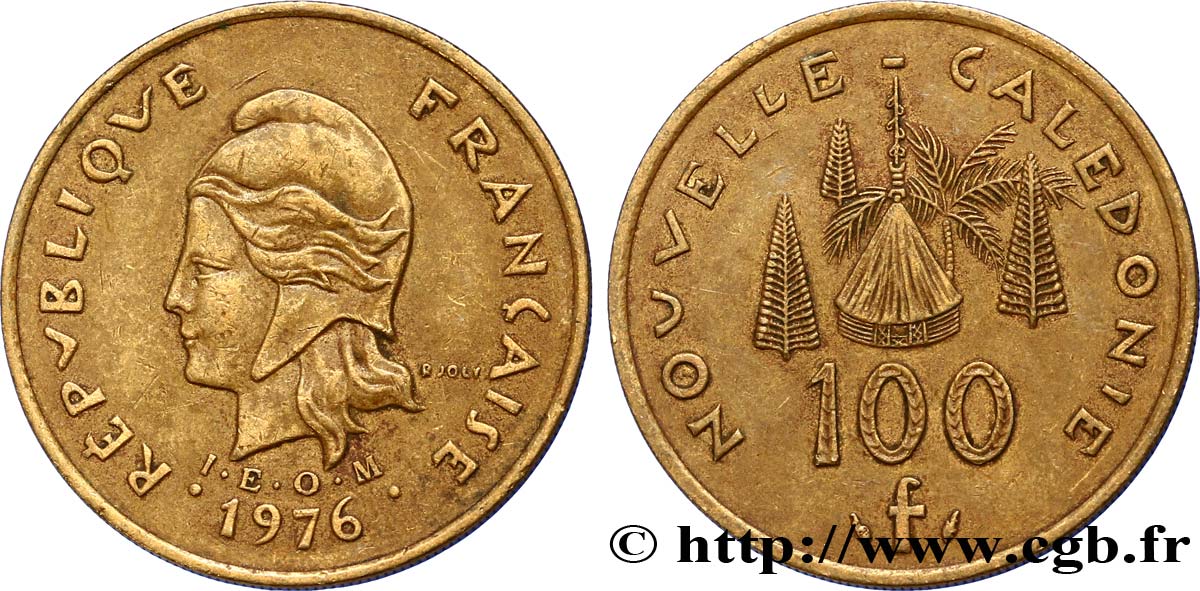 NOUVELLE CALÉDONIE 100 Francs IEOM 1976 Paris TTB+ 