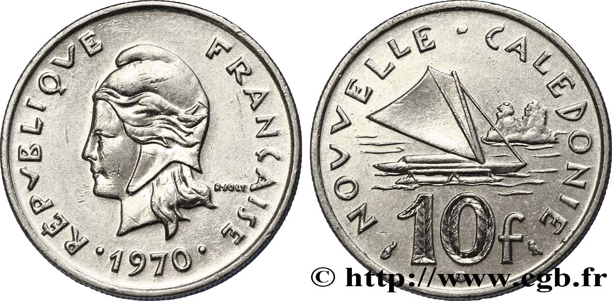 NOUVELLE CALÉDONIE 10 Francs 1970 Paris TTB+ 
