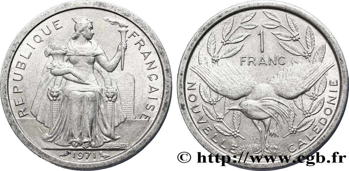 NOUVELLE CALÉDONIE 1 Franc 1971 Paris SUP 