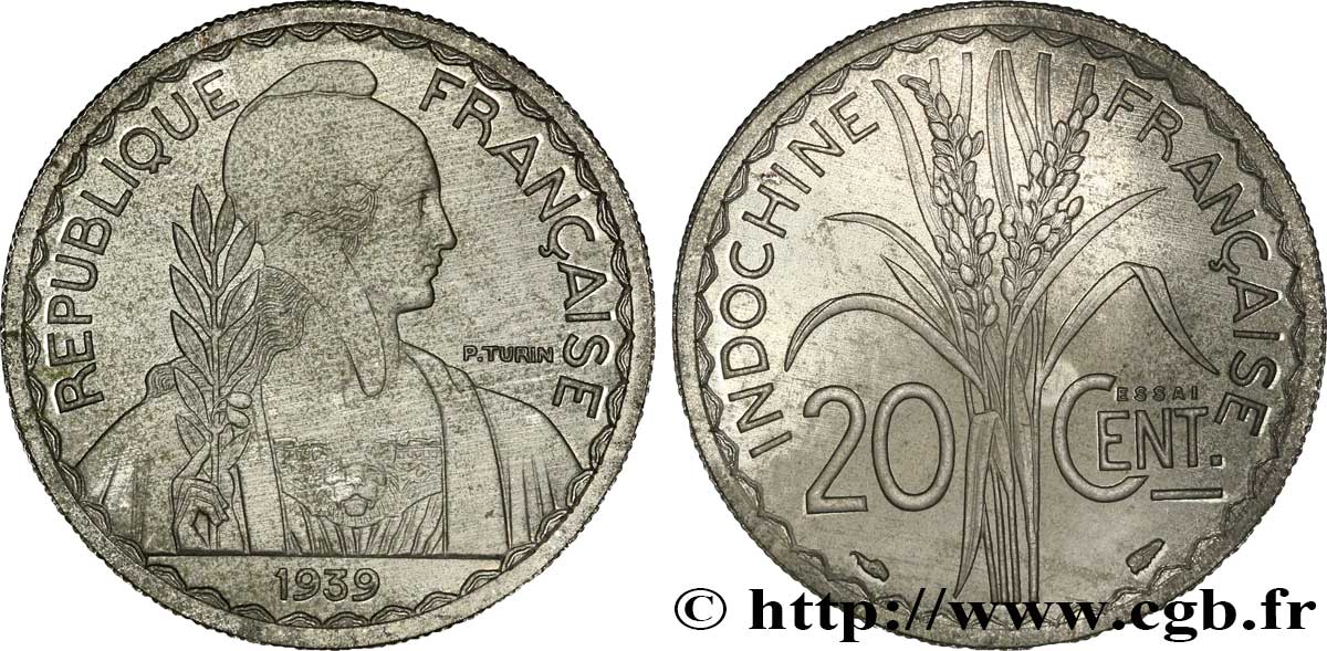 INDOCINA FRANCESE Pré-série avec le mot Essai de 20 Centièmes 1939 Paris SPL 