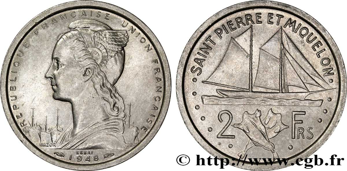 SAINT PIERRE ET MIQUELON Essai de 2 Francs 1948 Paris FDC 