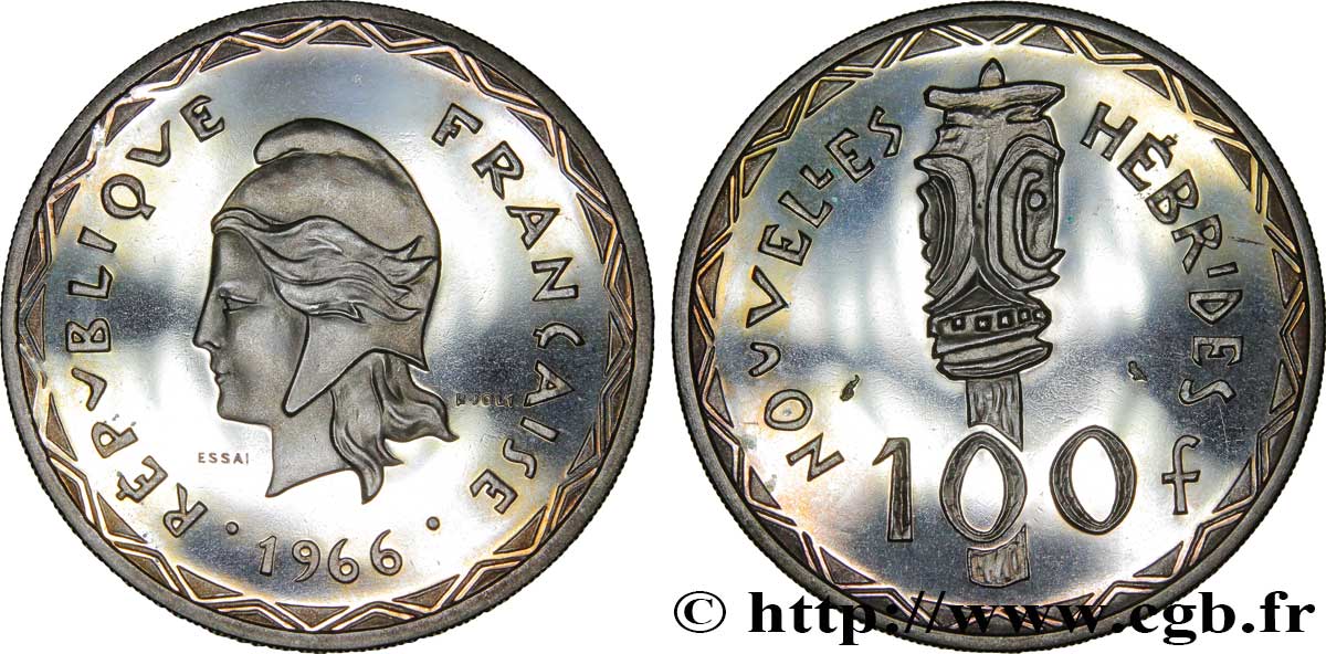 NUEVAS HÉBRIDAS (VANUATU desde 1980) Essai de 100 Francs 1966 Paris FDC 