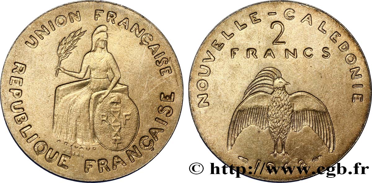 NEW CALEDONIA Essai de 2 Francs type sans listel 1948 Paris MS 
