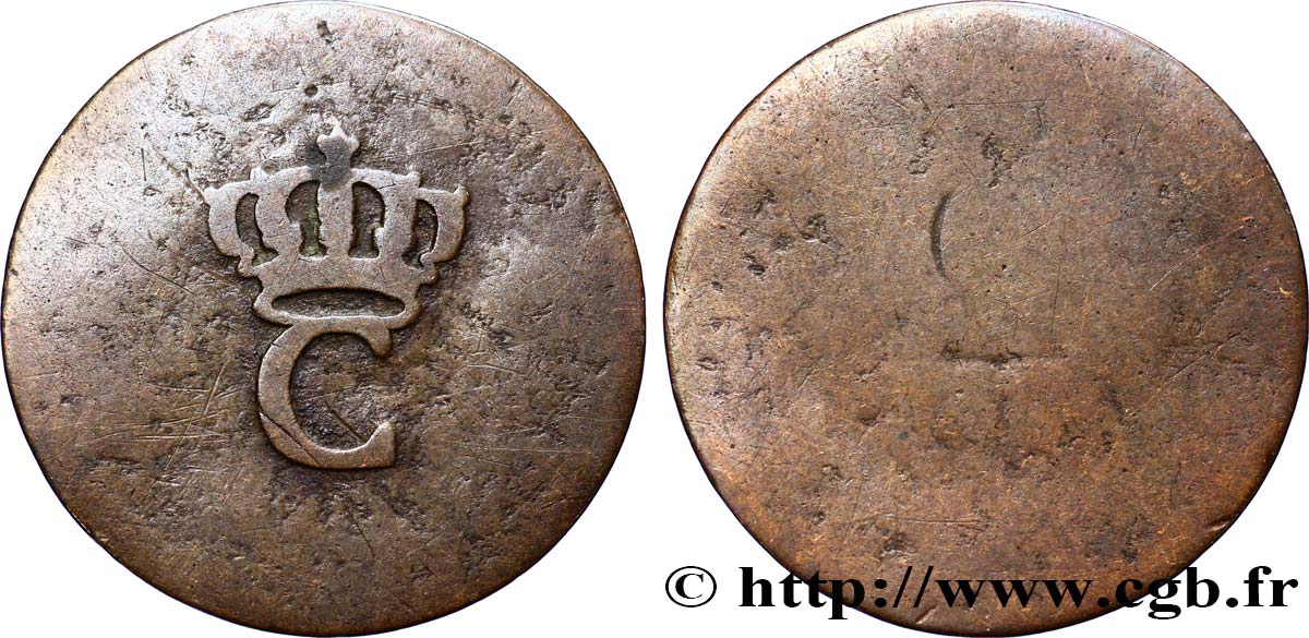 COLONIAS FRANCESAS - LOUIS XVI 1 Sol Tampé ou Estampé (sous marqué) 1er type N.D.  BC 
