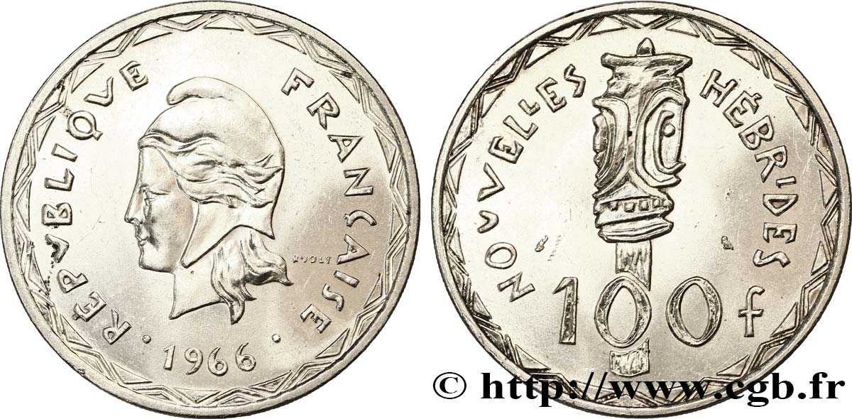 NOUVELLES HÉBRIDES (VANUATU depuis 1980) 100 Francs 1966 Paris SUP 