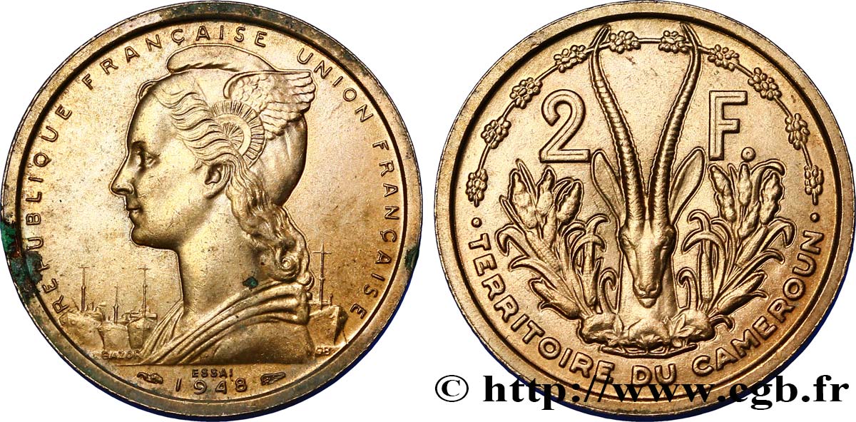 CAMEROUN - UNION FRANÇAISE Essai de 2 Francs 1948 Paris SPL 
