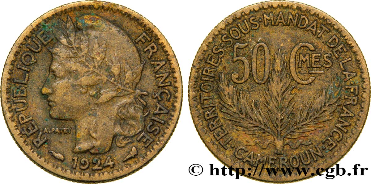 KAMERUN - FRANZÖSISCHE MANDAT 50 Centimes 1924 Paris SS 