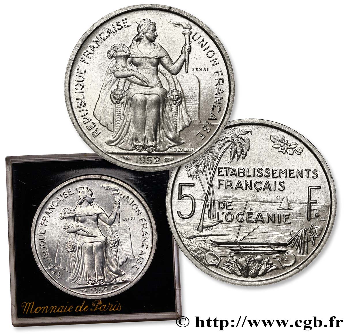 POLINESIA FRANCESE - Oceania Francese Essai de 5 Francs 1952 Paris FDC 