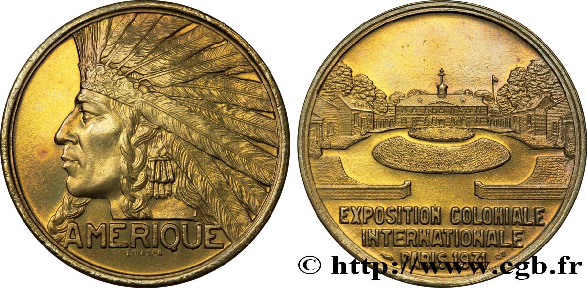 COLONIES GÉNÉRALES Médaille Exposition Coloniale Internationale - Amérique 1931 Paris SPL 