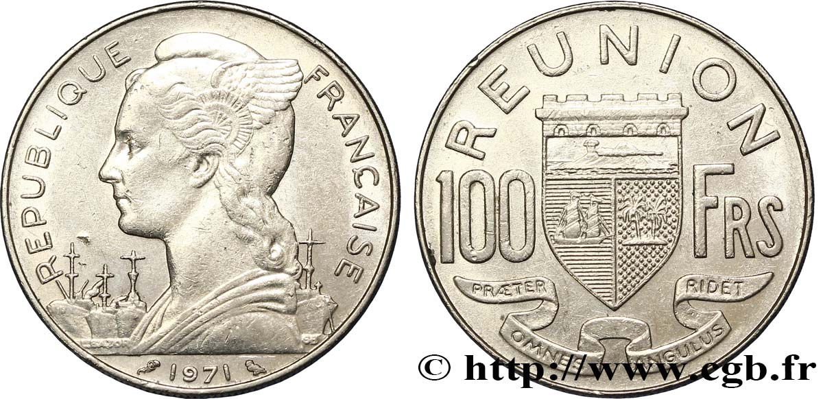 ÎLE DE LA RÉUNION 100 Francs 1971 Paris TTB 