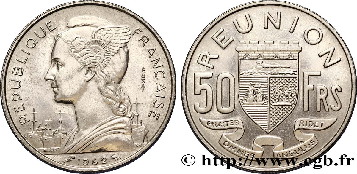 ÎLE DE LA RÉUNION 50 Francs Essai 1962 Paris SUP 