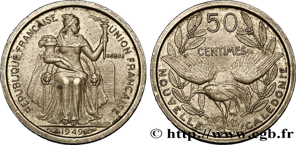 NUEVA CALEDONIA 50 Centimes ESSAI 1949 Paris EBC 