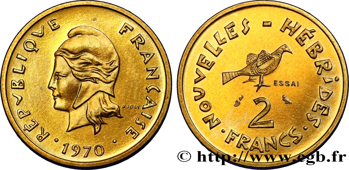NUEVAS HÉBRIDAS (VANUATU desde 1980) Essai de 2 Francs 1970 Paris FDC 