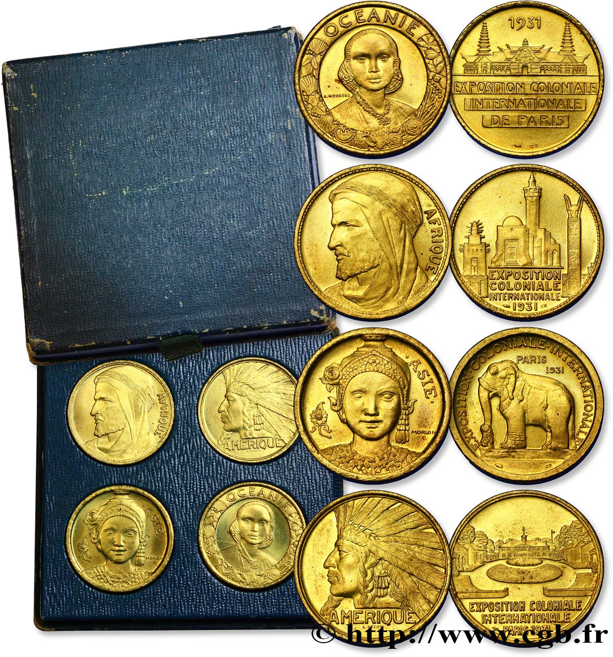 FRENCH COLONIES Coffret 4 médailles Exposition Coloniale Internationale 1931 Paris MS 