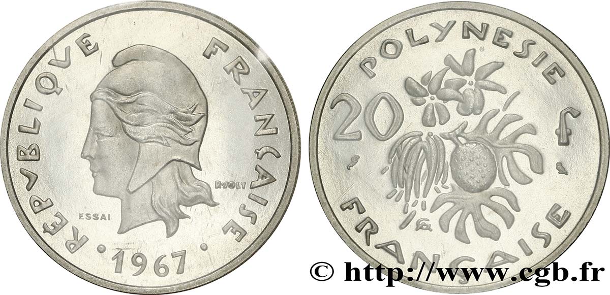 POLYNÉSIE FRANÇAISE Essai de 20 Francs Marianne 1967 Paris FDC 