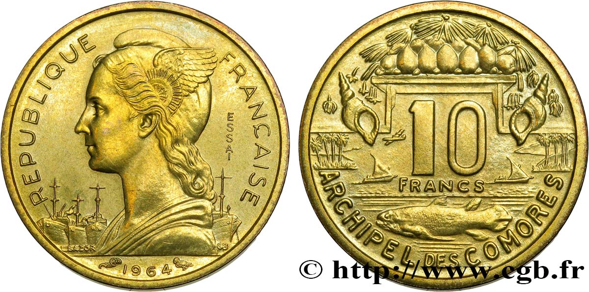 COMORE Essai de 10 Francs 1964 Paris MS 