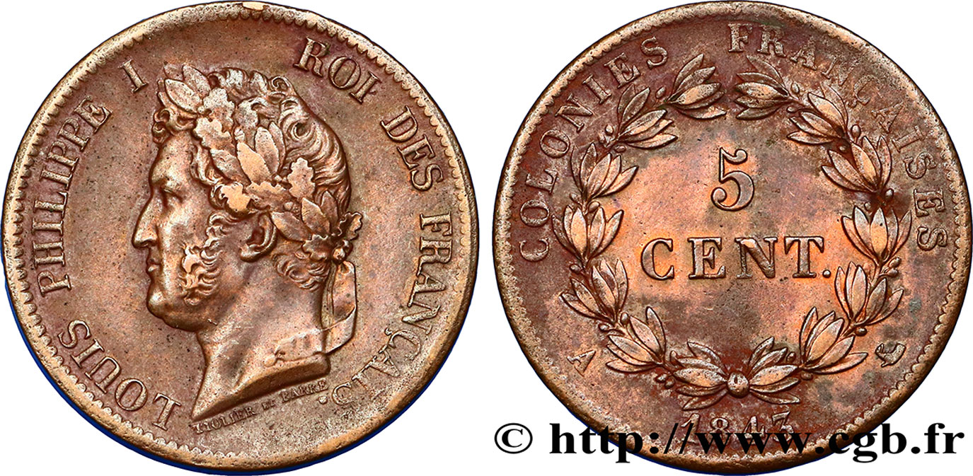 FRENCH COLONIES - Louis-Philippe, for Marquesas Islands 5 Centimes Louis Philippe Ier 1843 Paris - A AU 
