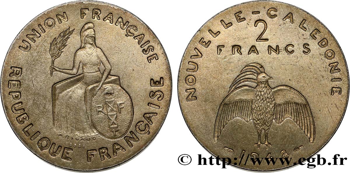 NEW CALEDONIA Essai de 2 Francs type sans listel 1948 Paris MS 