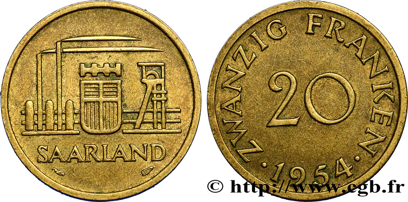 SARRE 20 Franken 1954 Paris EBC 
