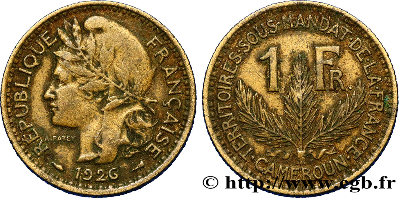 KAMERUN - FRANZÖSISCHE MANDAT 1 Franc 1926 Paris SS 
