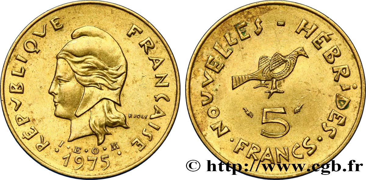 NUEVAS HÉBRIDAS (VANUATU desde 1980) 5 Francs  1975 Paris EBC 