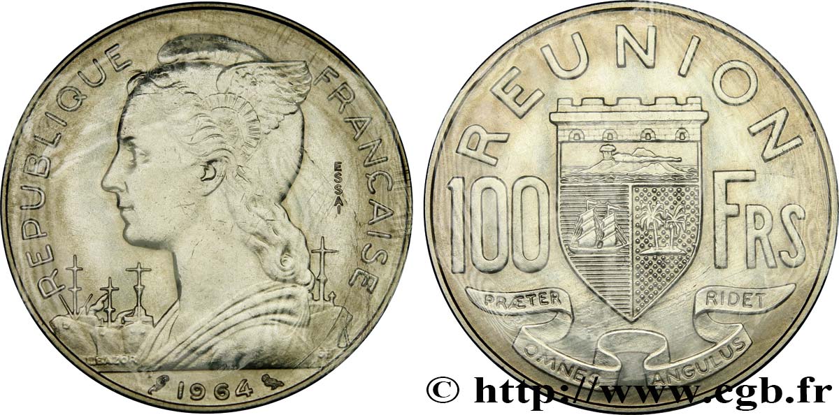 ISLA DE LA REUNIóN 100 Francs Essai 1964 Paris FDC 