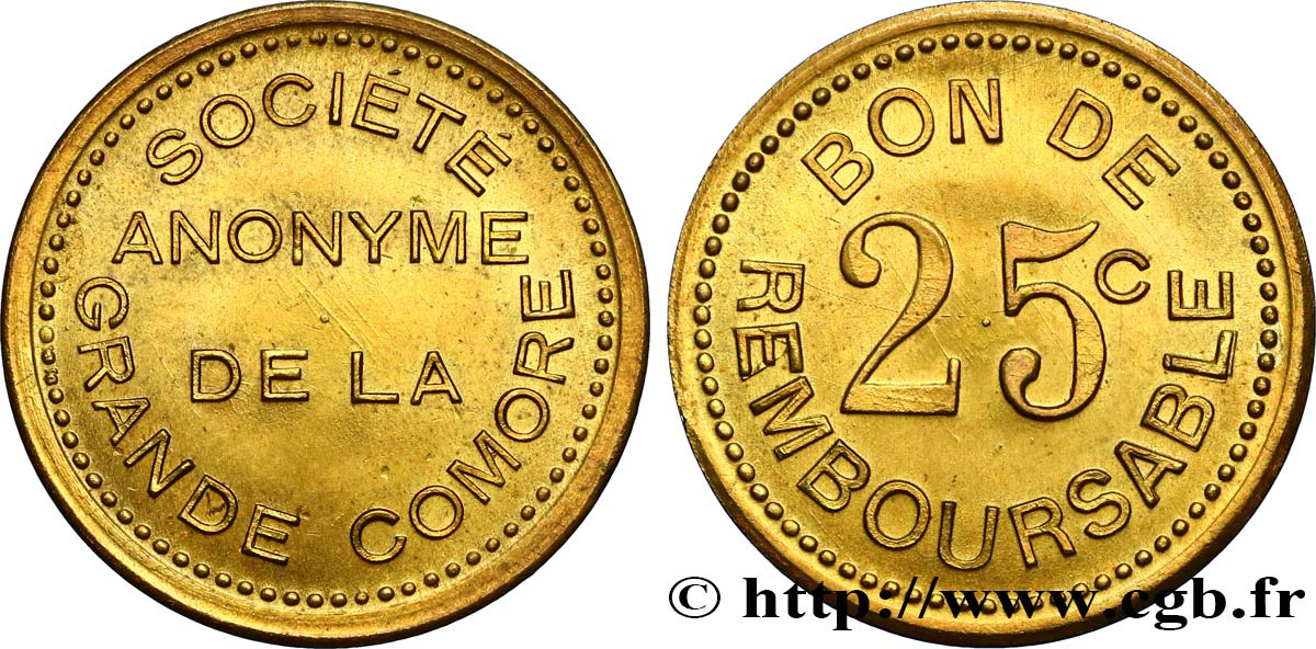 COMORES - Archipel Essai de 25 Centimes n.d.  SPL 
