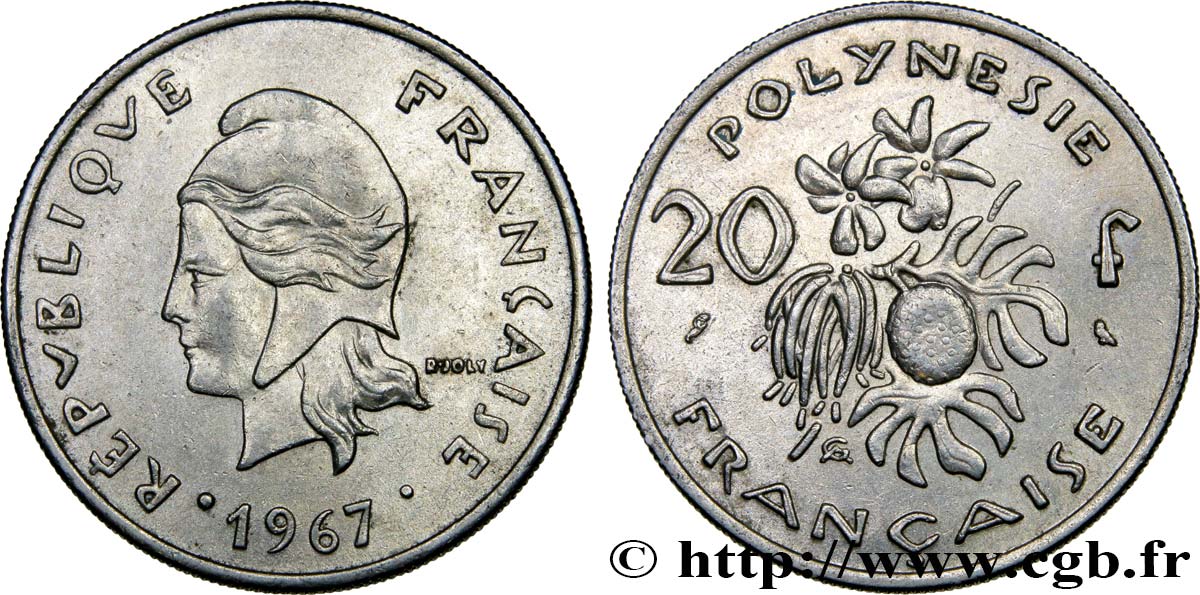 NEUKALEDONIEN 20 Francs Marianne / zébus d’élevage de Nouvelle Calédonie  1967 Paris VZ 