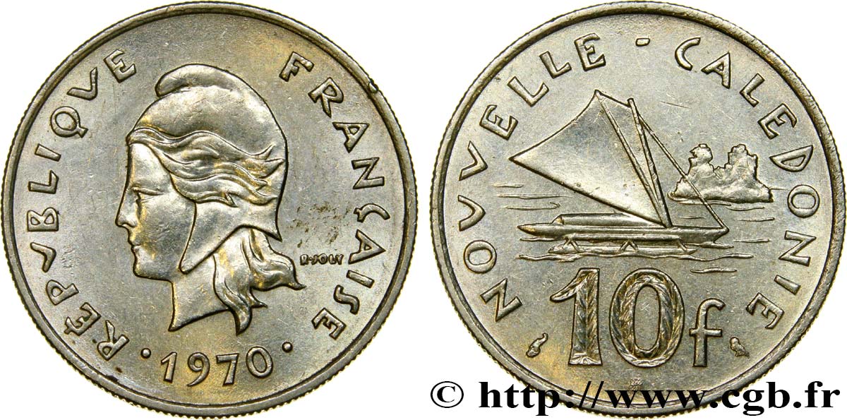 NEUKALEDONIEN 10 Francs 1970 Paris VZ 