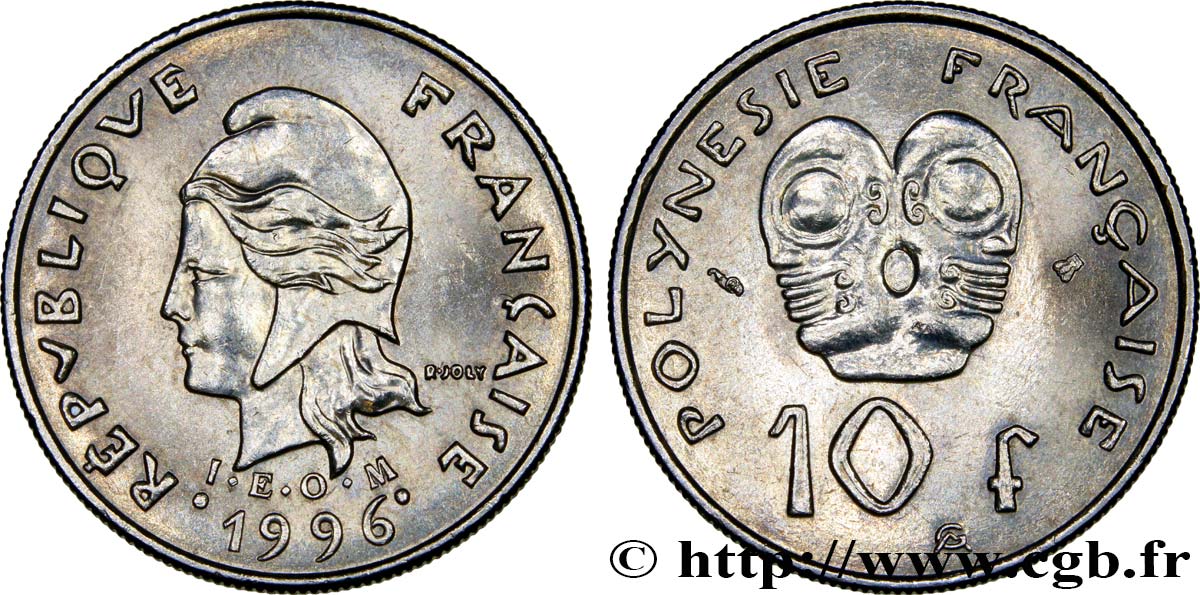 FRENCH POLYNESIA 10 Francs I.E.O.M Marianne 1996 Paris MS 