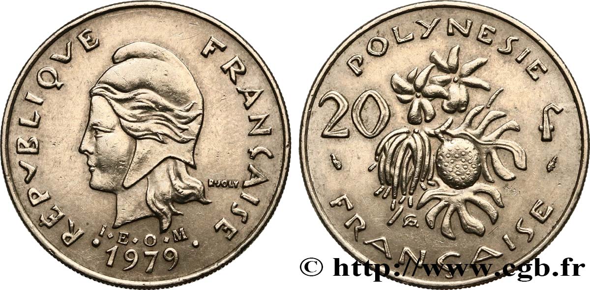 POLINESIA FRANCESA 20 Francs I.E.O.M Marianne  1979 Paris EBC 