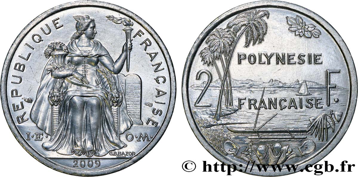 FRENCH POLYNESIA 2 Francs I.E.O.M. 2009 Paris MS 