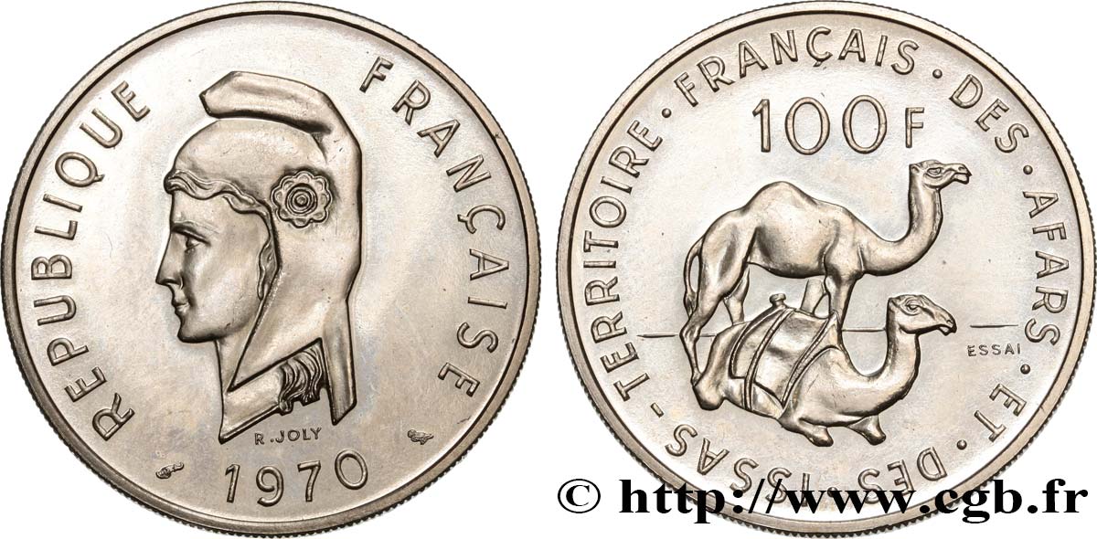 DJIBUTI - French Territory of the Afars and Issas Essai de 100 Francs Marianne / dromadaires 1970 Paris MS
