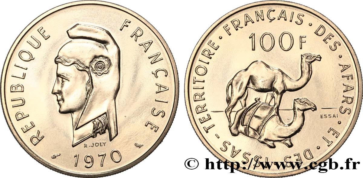 DJIBUTI - French Territory of the Afars and Issas  Essai de 100 Francs Marianne / dromadaires 1970 Paris MS