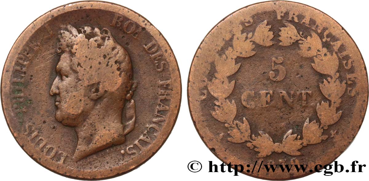 FRENCH COLONIES - Louis-Philippe for Guadeloupe 5 Centimes Louis Philippe Ier 1839 Paris - A F 