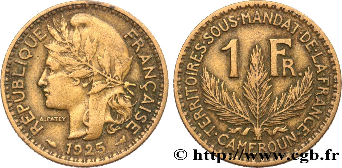 CAMERUN - Territorios sobre mandato frances 1 Franc 1925 Paris MBC