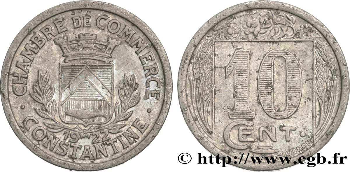ALGERIA 10 Centimes Chambre de Commerce de Constantine 1922  q.SPL 