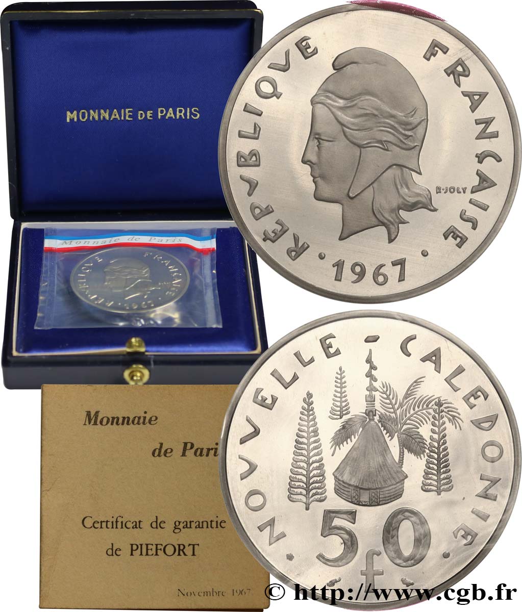 NOUVELLE CALÉDONIE Piéfort 50 Francs Pacifique 1967 Paris FDC 