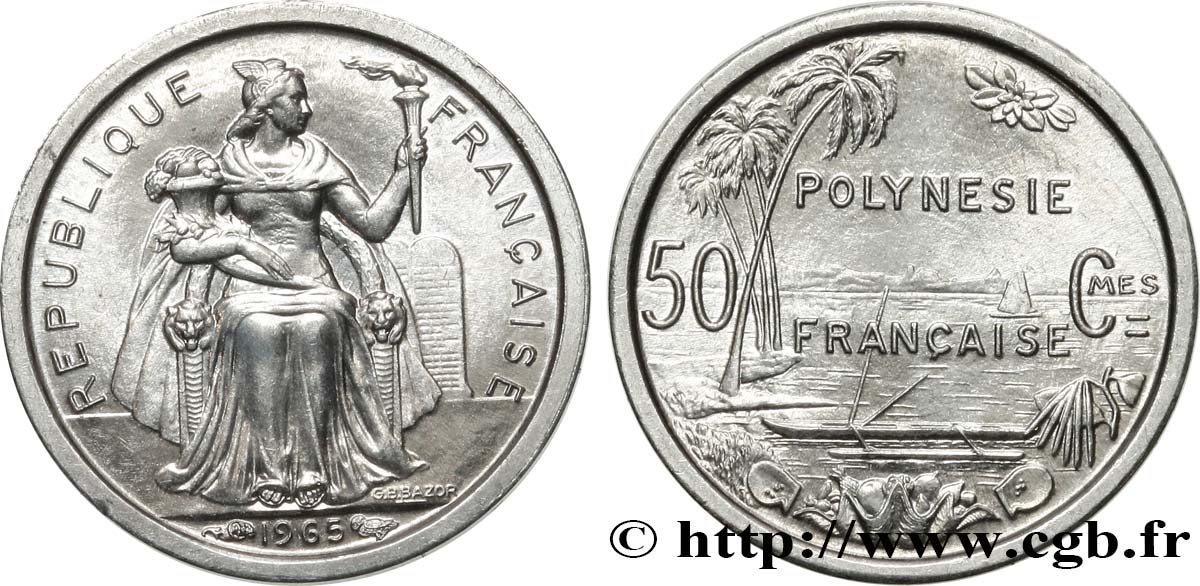 FRENCH POLYNESIA 50 Centimes 1965 Paris MS