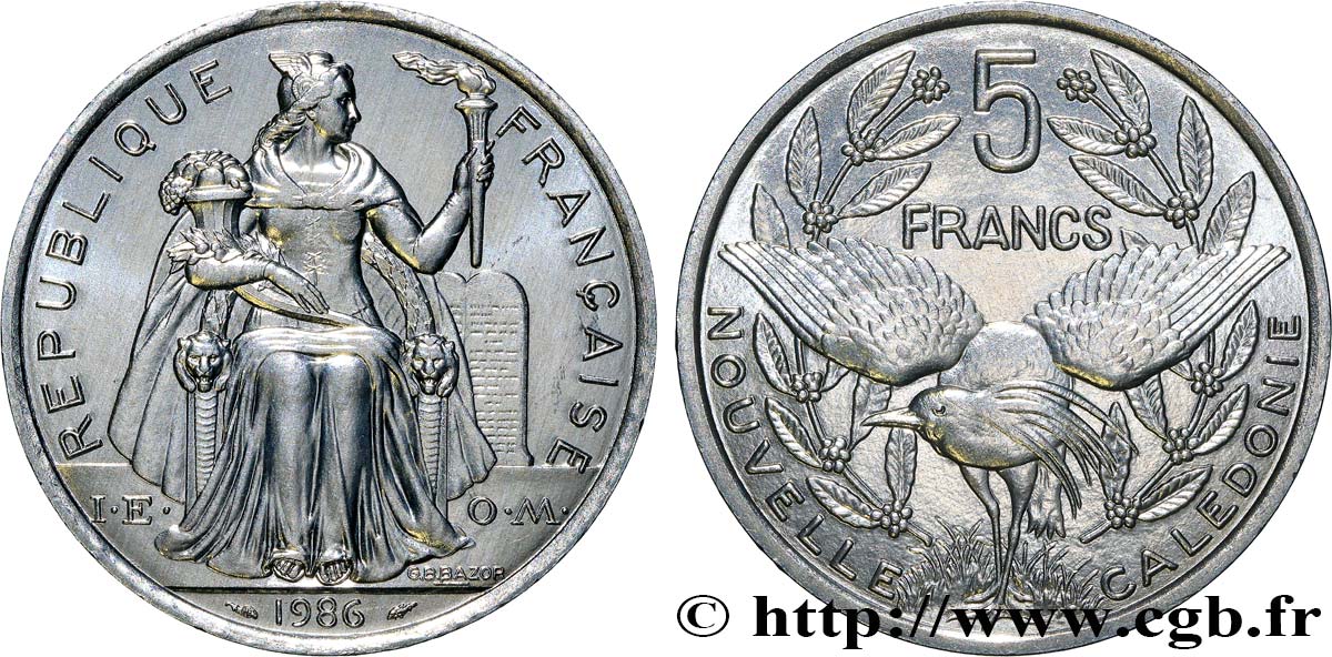 NUOVA CALEDONIA 5 Francs I.E.O.M. 1986 Paris MS 