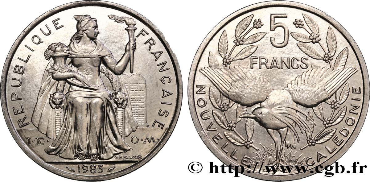 NUOVA CALEDONIA 5 Francs I.E.O.M. 1983 Paris MS 